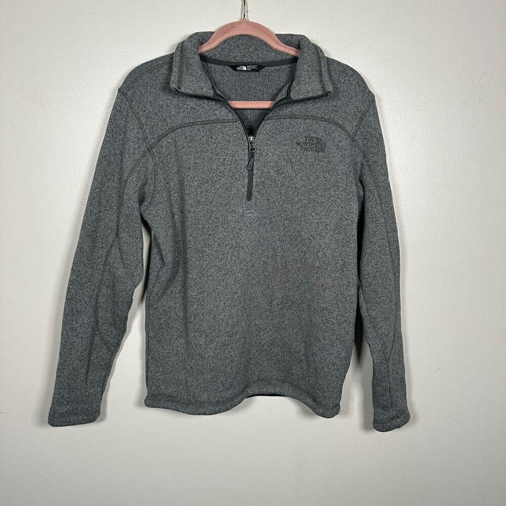 The North Face 1/4 Zip Fleece Long Sleeve Mock Neck Sweatshirt Gray Mens Medium